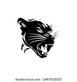 Black leopard, panther head - vector cut out silhouette 