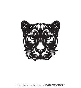 Black leopard, panther head - vector cut out silhouette 