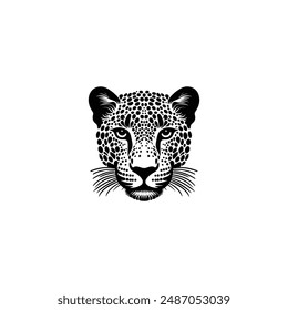 Black leopard, panther head - vector cut out silhouette 