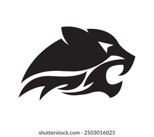 Black leopard, panther head - vector cut out silhouette in circle