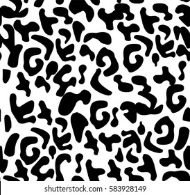 Black leopard pattern hand drawing Doodle. Seamless monochrome pattern in Memphis style. Fashion of 80s-90s. Textile seamless texture for wrapping paper