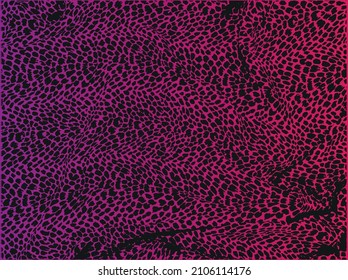 Black Leopard pattern texture over pink gradient background, vector illustration. Animal print for textile design