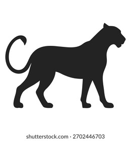 Icono de silueta de leopardo negro. Forma animal simple aislado en el fondo blanco.