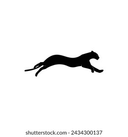 black leopard silhouette running jumping