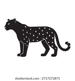 Diseño de icono de Vector de silueta de leopardo negro