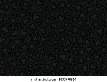 Black Leopard skin pattern design. Abstract love shape leopard print vector illustration background. Wildlife fur skin design illustration for print, web, home decor, fashion, surface, graphic design 