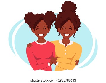 Black Lesbian Family. LGBT Couple. Lesbian Couple. Vector Illustration