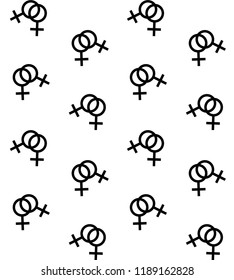 black lesbian symbol seamless pattern isolated on white background