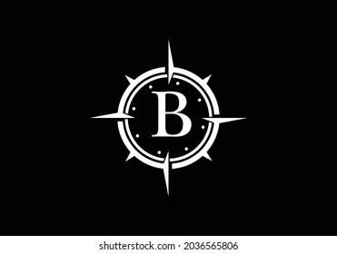 Black letter B with Creative Compass Concept Logo Design Template. Compass logo sign symbol. Modern vector logo design for business and company identity.