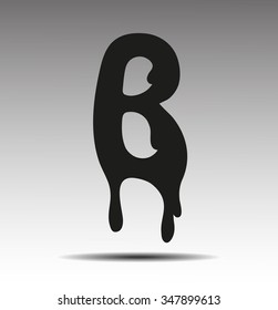 black letter B in the form of current liquid paint