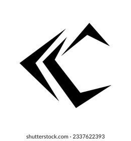 Black Letter C Icon with Pointy Tips on a White Background