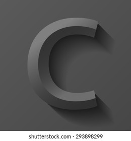 Black letter C on black background.