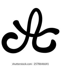 Black Letter A Calligraphic cartoon letter a kids drawing doodle