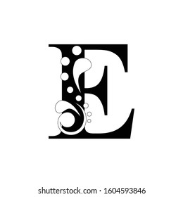 black letter E.  flower alphabet.  Beautiful capital letters 