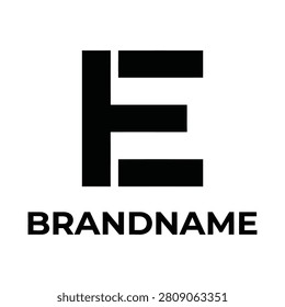 Black letter E logo design with brandname text on white background icon