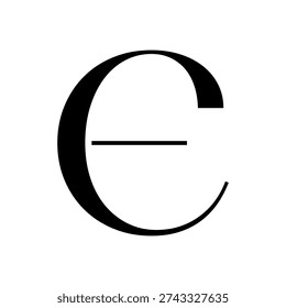 A black letter E with minus sign in simple font