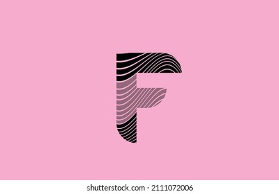 black letter F logo icon design with pink background. Creative template for company with lines