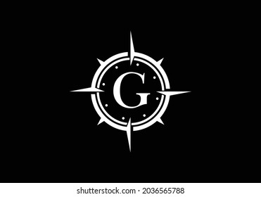 Black letter G with Creative Compass Concept Logo Design Template. Compass logo sign symbol. Modern vector logo design for business and company identity.