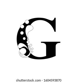black letter G.  flower alphabet.  Beautiful capital letters 