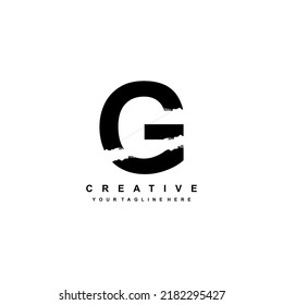 black letter G logo design with brush strokes. initial G. is suitable for business logos, companies, product logos, etc. G icon