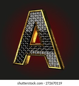 a black letter with gold