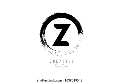 black letter grunge circle Z alphabet logo icon design template for company business. Suitable for logotype