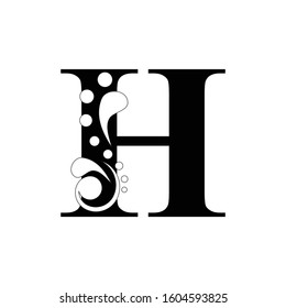 black letter H.  flower alphabet.  Beautiful capital letters 