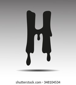 black letter H in the form of current liquid paint