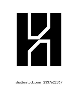Symbol für den schwarzen Buchstaben H mit vertikalen Rechtecken auf weißem Hintergrund