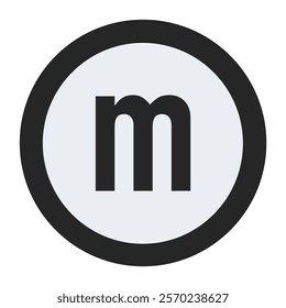 Black Letter ‘m’ Inside Circular Frame – Simple and Clean Vector Illustration for Corporate Logos, Website Elements, or Minimalist Branding – Versatile Design