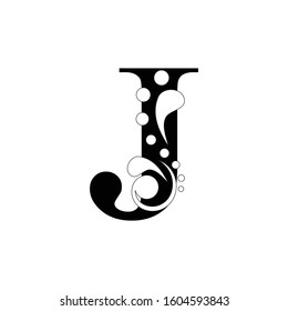 black letter J.  flower alphabet.  Beautiful capital letters 