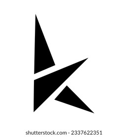 Black Letter K Icon with Triangles on a White Background