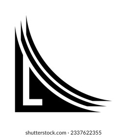 Black Letter L Icon with Layers on a White Background