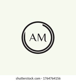 Black AM Letter Logo Design. Creative Icon Modern Letters Vector Logo.