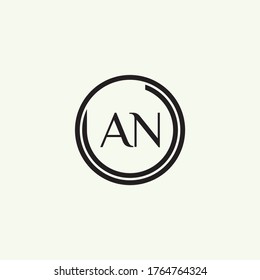 Black AN Letter Logo Design. Creative Icon Modern Letters Vector Logo.
