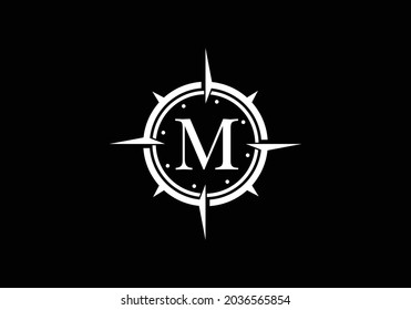 Black letter M with Creative Compass Concept Logo Design Template. Compass logo sign symbol. Modern vector logo design for business and company identity.