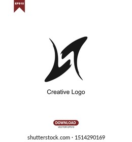 Black letter N with hand write concept logo vector design