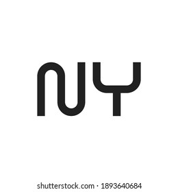 Black letter NY initial logo icon. Modern typography design template elements.