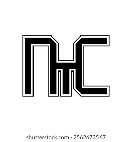 Black letter NYC initial logo icon. Modern typography design template elements.