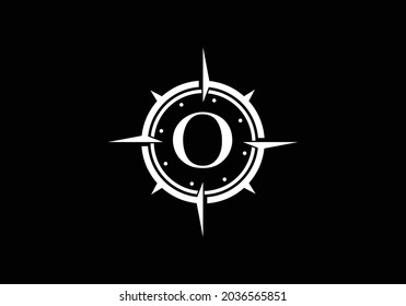 Black letter O with Creative Compass Concept Logo Design Template. Compass logo sign symbol. Modern vector logo design for business and company identity.