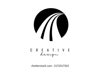 Black letter O logo with leading lines and road concept design. Letter O with geometric design. Vector Illustration with letter and creative cuts and lines.