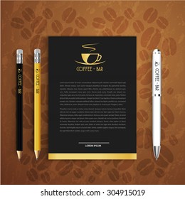 black letter on Corporate identity Menu Restaurant Background coffee beans brown