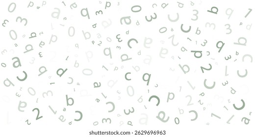 Black letter pattern on white background. Vector illustration for education design. Seamless pattern letters random flying. Alphabet book concept for grammar school. Letter wallpaper
