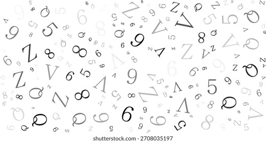 Schwarzes Buchstabenmuster auf weißem Hintergrund. Vektorgrafik für Bildungsdesign. Nahtloses Muster Buchstaben zufällig fliegen. Alphabet-Buchkonzept für das Gymnasium Brieftapete