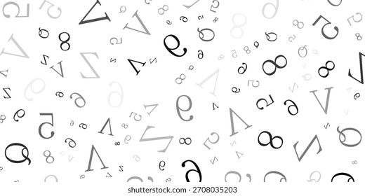 Schwarzes Buchstabenmuster auf weißem Hintergrund. Vektorgrafik für Bildungsdesign. Nahtloses Muster Buchstaben zufällig fliegen. Alphabet-Buchkonzept für das Gymnasium Brieftapete