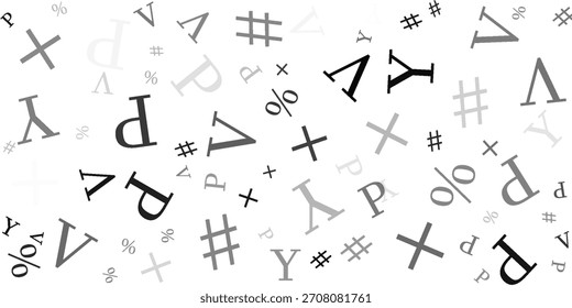Schwarzes Buchstabenmuster auf weißem Hintergrund. Vektorgrafik für Bildungsdesign. Nahtloses Muster Buchstaben zufällig fliegen. Alphabet-Buchkonzept für das Gymnasium Brieftapete