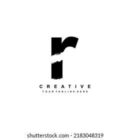 black letter R logo design with brush strokes. R design. is suitable for business logos, companies, product logos, etc. R icon