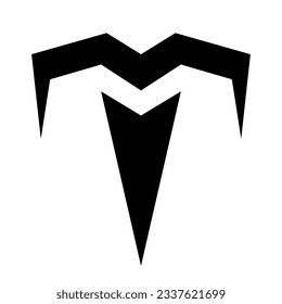 Black Letter T Icon with Pointy Tips on a White Background