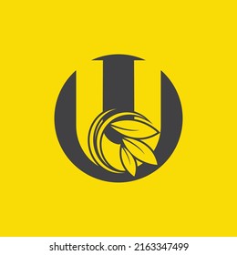 black letter u logo on yellow background