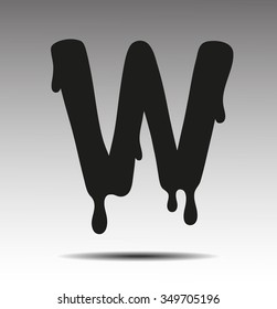 black letter W in the form of current liquid paint